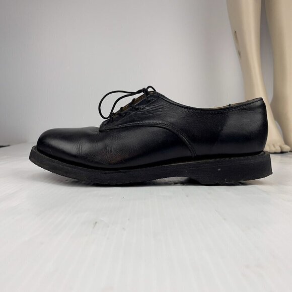 VIBRAM Oxford Dark Academia Gothcore Leather Flats Black shoes Size 7 - Picture 8 of 12
